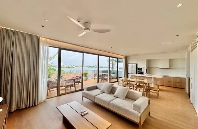 Lake view Duplex apartment  in Tay Ho for rent with private balcony